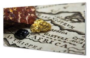 Quadro su vetro acrilico Mappa d'oro 100x50 cm 2 appendini