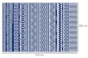 Outsunny Tappeto per Esterno 182x274 cm Pieghevole e Reversibile, in Polipropilene Blu e Bianco
