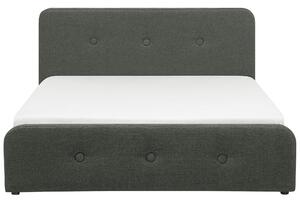 Letto a doghe Tessuto in poliestere grigio scuro Gambe in legno imbottite Pouf contenitore 180 x 200 cm Design moderno Beliani