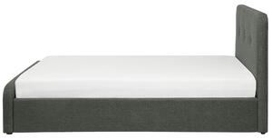 Letto a doghe Tessuto in poliestere grigio scuro Gambe in legno imbottite Pouf contenitore 180 x 200 cm Design moderno Beliani