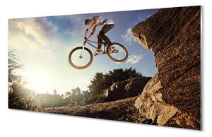 Quadro su vetro acrilico Nuvole di mountain bike cielo 100x50 cm 2 appendini