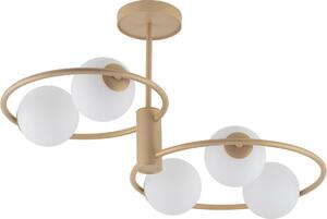 Plafoniera moderna decorativa dorata cinque sfere di vetro due cerchi Aqua 5xG9 12W Sigma Lighting