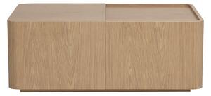 Tavolino rettangolare in legno chiaro rovere con contenitore L100 cm BELLY
