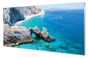 Pannello paraschizzi cucina Grecia Spiaggia della costa del mare 100x50 cm