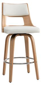 Sgabello da bar scandinavo girevole bianco e legno chiaro H69 cm GARBO
