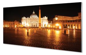 Quadro su vetro acrilico Roma Basilica Place Night 100x50 cm 2 appendini