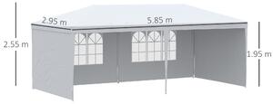Outsunny Tendone da Giardino Pieghevole per Feste ed Eventi con Pannelli Rimovibili, 5.83x2.95 m, Bianco