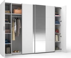 Armadio 4 porte con specchio STAR – Bianco – Con appendiabiti – L264 cm