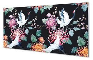 Pannello paraschizzi cucina Uccelli con fiori 100x50 cm