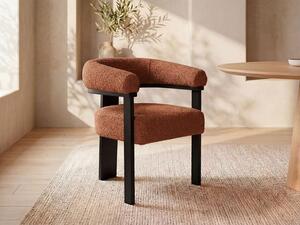 Sedia con braccioli in Tessuto bouclette e legno di hevea Terracotta e Nero - LIVELIA di Pascal MORABITO