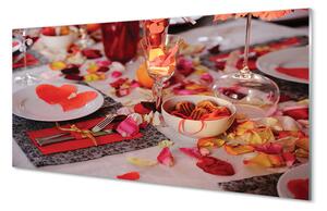 Quadro su vetro acrilico Cuori di flakes rose Dink occhiali 100x50 cm 2 appendini