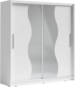 Armadio 2 porte scorrevoli con specchio 205 cm - bianco - Collezione BAHIA