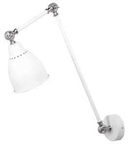 Lampada da parete bianca con braccio oscillante lungo in metallo argentato Lampada da lettura dal design moderno Beliani