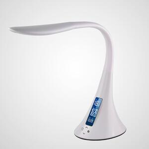 NEW MAJESTIC Lampada da Tavolo LED Design Moderno con Calendario Orario e Sveglia colore Bianco - LL-406