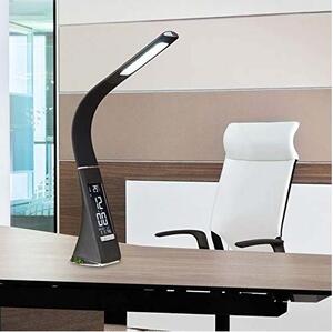 NEW MAJESTIC Lampada da Tavolo LED Design Moderno con Calendario Orario e Sveglia colore Nero - 120407 LL-407