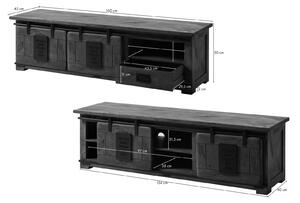 Mobile TV in legno di Mango 160x45x50 grigio scuro laccato RAILWAY #201