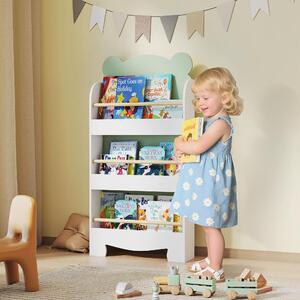 DecHome Libreria per Bambini con 3 Ripiani a Forma di Orsetto con Barriere Frontali 55x15x110 cm colore Verde