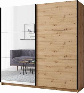 Armadio 2 porte scorrevoli con specchio - colore rovere - 200x207x62 cm - collezione ARSALA