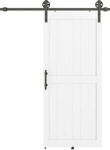 Brugel Porta Scorrevole in Stile Country con Binario e Maniglia in Legno e Acciaio 183x0.6x4 cm colore Bianco/Nero - F937WT