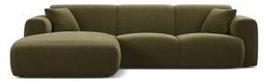 Divano angolare color kaki (con penisola a sinistra/con chaise lounge) con rivestimento in velluto Molino – Micadoni