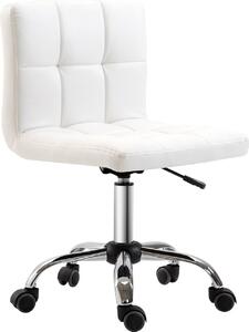 DecHome Sedia da Ufficio Sedia da Scrivania Poltrona Girevole Regolabile in Pelle Sintetica con Ruote 46x51x76-88 cm colore Bianco