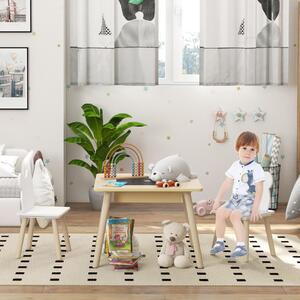 DecHome Set Tavolo 3 in 1 e 2 Sedie per Bambini con Schienale a Orsetto Et 3-6 Anni colore Legno
