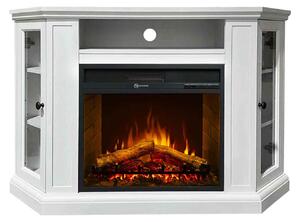 Madison - Camino elettrico angolare da terra 126x78xH83 cm, con effetto fiamma, colore bianco