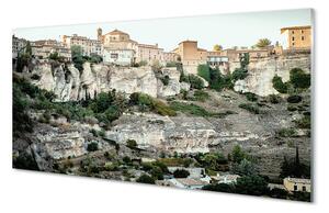 Quadro su vetro acrilico Spagna Mountain Trees City 100x50 cm 2 appendini