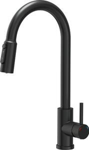 Miscelatore da cucina QUADRON Miscelatore a tre vie CINDY 360°, colore: carbonio, altezza: 42,5 cm Miscelatore da cucina in acciaio inox, estraibile, rubinetto da cucina