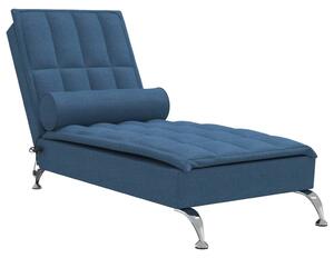 Chaise longue da massaggio con bolster in tessuto blu