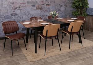 Set di 6 sedie da pranzo HWC-O44, sedia da cucina, in legno curvato in Pelle finta Oeko-Tex ~ naturale, marrone vintage