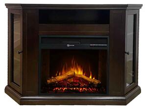 Madison - Camino elettrico angolare da terra 126x78xH83 cm, con effetto fiamma, colore legno noce