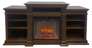Biden - Camino elettrico da terra 179x48xH85 cm, effetto fiamma, colore legno noce