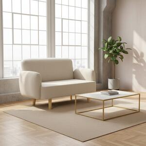 DecHome Divano 2 Posti Moderno in Velluto Dimensioni 140x74x79 cm colore Bianco Crema