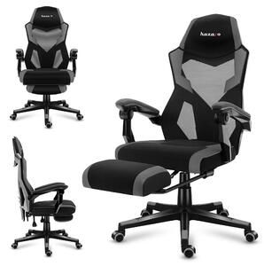 Sedia da gioco Huzaro Combat 3.1 grigia con poggiapiedi, FlexiBack inclinazione 135°, ergonomica, traspirante, poggiatesta, braccioli, fino a 150 kg, regolabile