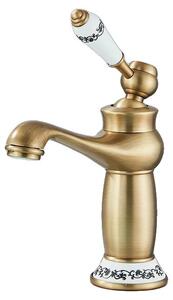 Rubinetto per lavabo, monocomando, miscelatore acqua calda e fredda, ottone antico A