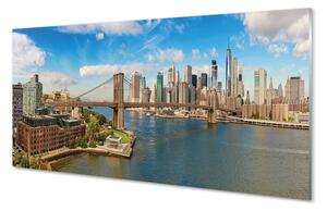 Quadro su vetro acrilico Panorama Bridge Skyscrapers 100x50 cm 2 appendini