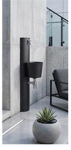 Fontana da Parete Giardino con Rubinetto e Secchio Dimensioni 30x25xh 119 cm - peso 11,5 kg con tubo rubinetto, Garantita contro la ruggine Colore Antracite