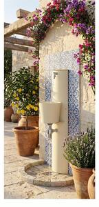Fontana da Parete Giardino con Rubinetto e Secchio Dimensioni 30x25xh 119 cm - peso 11,5 kg con tubo rubinetto, Garantita contro la ruggine Colore Avorio