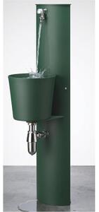 Fontana da Parete Giardino con Rubinetto e Secchio Dimensioni 30x25xh 119 cm - peso 11,5 kg con tubo rubinetto, Garantita contro la ruggine Colore verde
