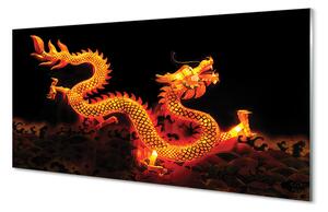 Quadro su vetro acrilico Drago d'Oro 100x50 cm 2 appendini
