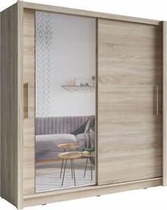 Armadio 2 porte scorrevoli con specchio 155 cm - rovere chiaro - Collezione OZZULA