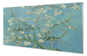 Quadro su vetro acrilico Fiore di mandorle d'arte 100x50 cm 2 appendini