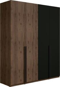 Armadio 4 porte NORVIK - Color noce e nero - Organizzazione ottimizzata con appendiabiti e scaffali