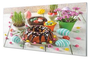 Quadro su vetro acrilico Fiori della torta di uova 100x50 cm 2 appendini