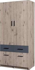 Armadio 2 porte 4 cassetti FLEX – Rovere wellington e grigio grafite – Design moderno con guardaroba