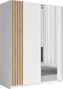 Armadio 2 porte scorrevoli 200 cm - bianco e rovere - Collezione VARIA