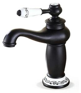 Rubinetto da bagno – Miscelatore per lavabo – Stile vintage – Miscelatore monocomando – Monoforo – Montaggio a incasso – Ottone – Nero
