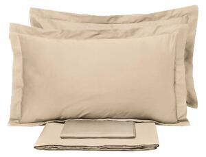 Set Lenzuola Matrimoniale Sopra Sotto e Federe Tinta Unita Garrini Clarice Beige