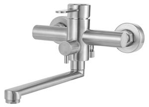 Rubinetto da cucina, montaggio a parete, acciaio inox, argento, G1/2